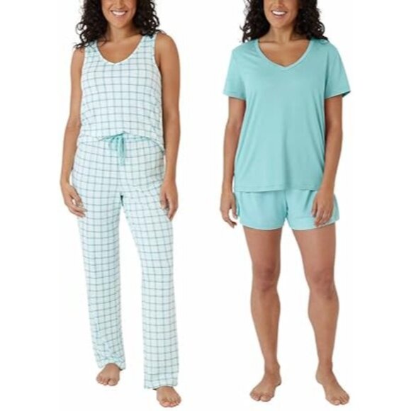 Eddie Bauer Sm 4-Piece Pajama Set Shirt Tank Top Shorts Pants Sleepwear Lounge - Picture 8 of 8